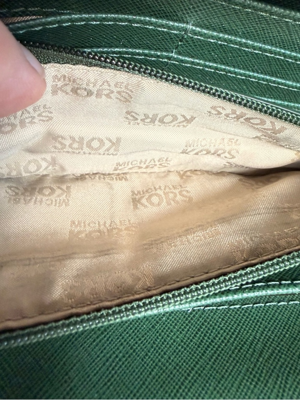 Michael Kors Dark Green Saffiano Leather Continental Wallet with Gold Logo - Picture 6 of 8